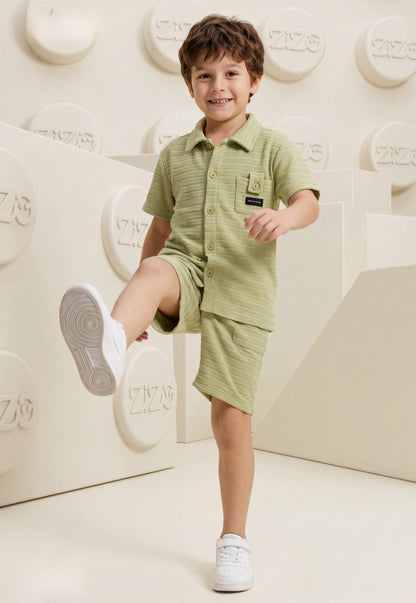 طقم أولادي  صيفي قطعتين %100 (Zizo Boys Textured Set)