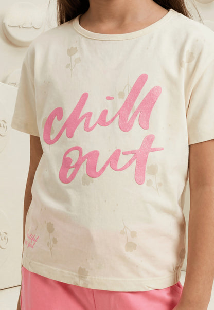 طقم بناتي صيفي قطعتين قطن %100 (Chill Out Girl Set)