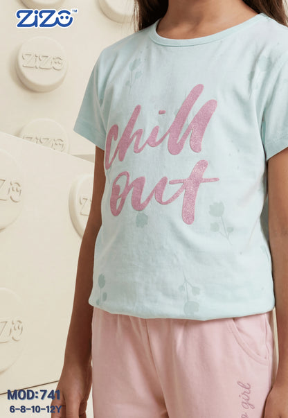 طقم بناتي صيفي قطعتين قطن %100 (Chill Out Girl Set)