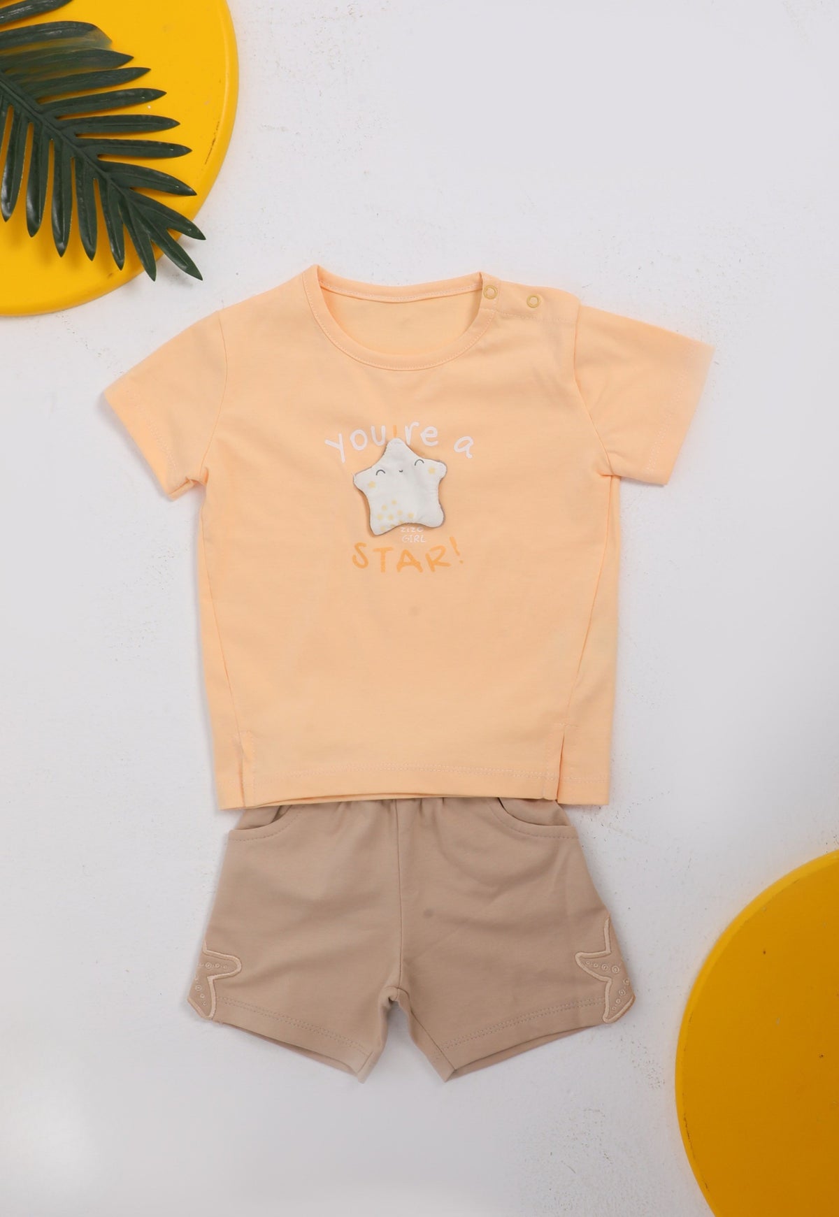 Two-piece 100% cotton girls' summer set (Little Star Set)