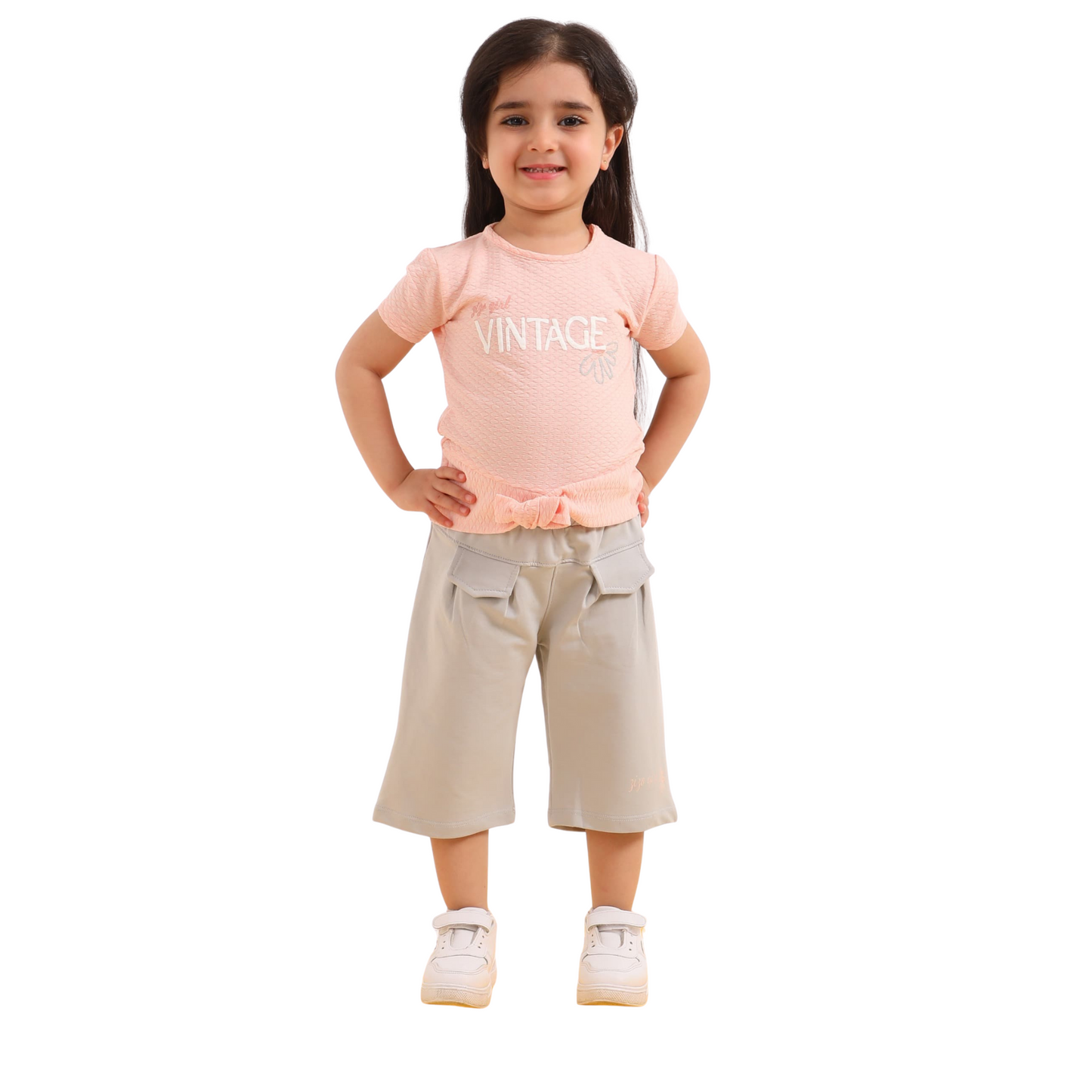 100% Cotton Girls' Two-Piece Summer Set (Vintage Charm Set)