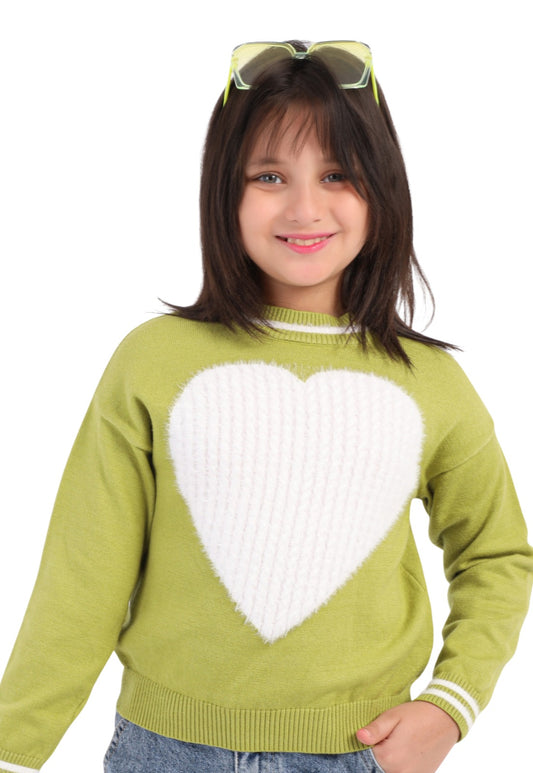 بلوفر بناتي شتوي تريكو برسمة قلب (261)