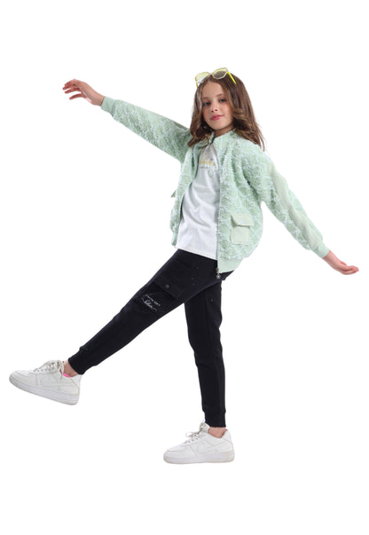 Girls' fleece pajamas, 3 pieces (859)