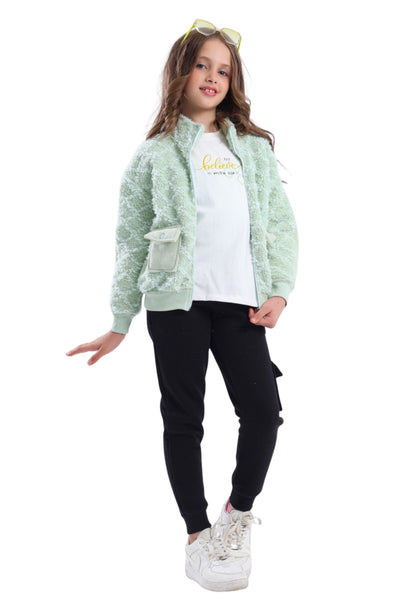 Girls' fleece pajamas, 3 pieces (859)