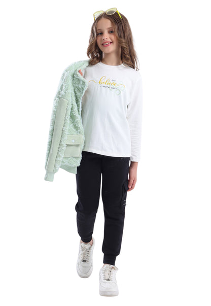 Girls' fleece pajamas, 3 pieces (859)